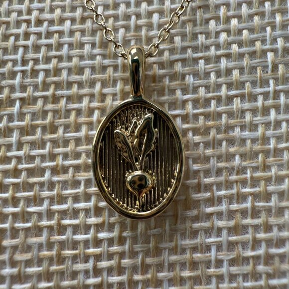 Jilly Box Radish Necklace By Sugar Blossom Gold Tone Pendant On Dainty Chain - Picture 4 of 10